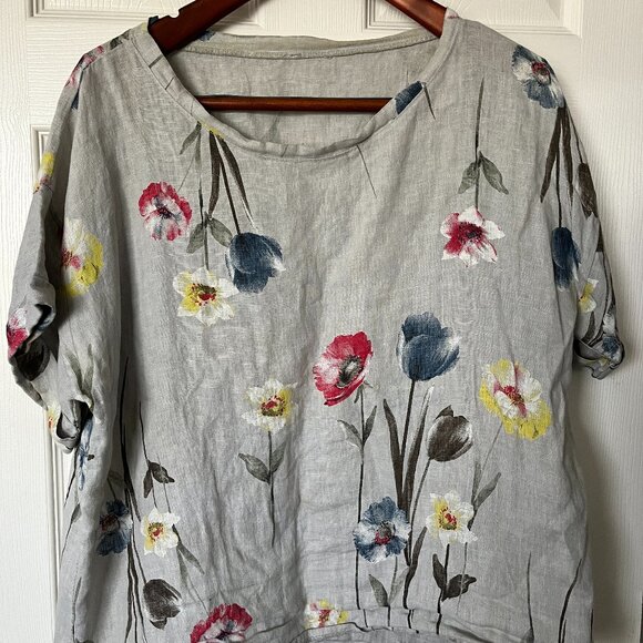 Piazza Del Tempio floral linen box top - L - Picture 1 of 3